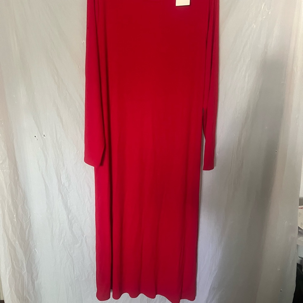 a new day Vibrant Red Long Sleeve Rib Knit Dress sizeXXL